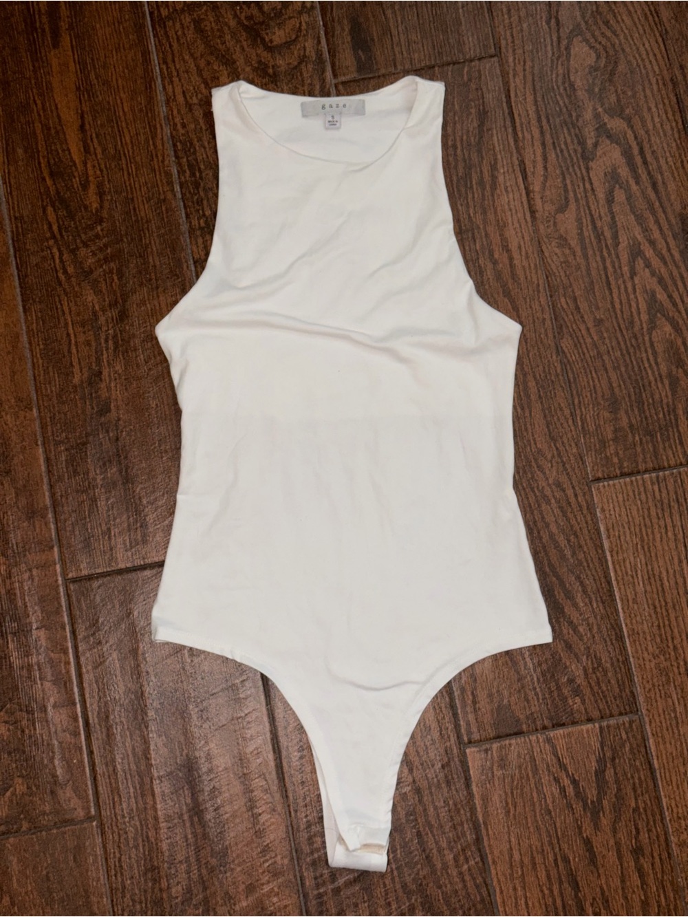 gaze White Ribbed Tank Bodysuit